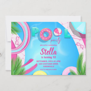 Fête de la piscine Invitation de la fête du pool