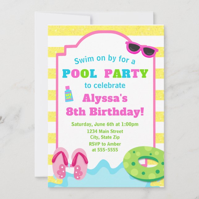 Fête de la piscine Invitation Fête de la nage (Devant)