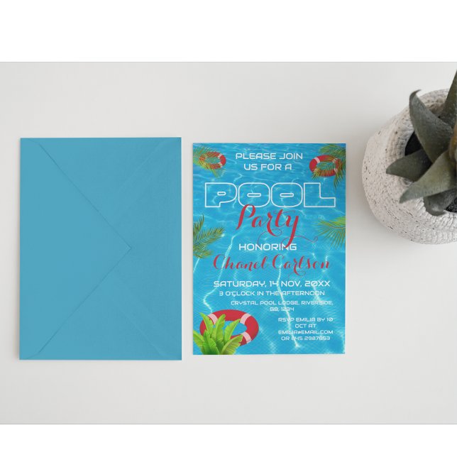 Fête de la piscine tropicale | Invitation d'été (Créateur téléchargé)