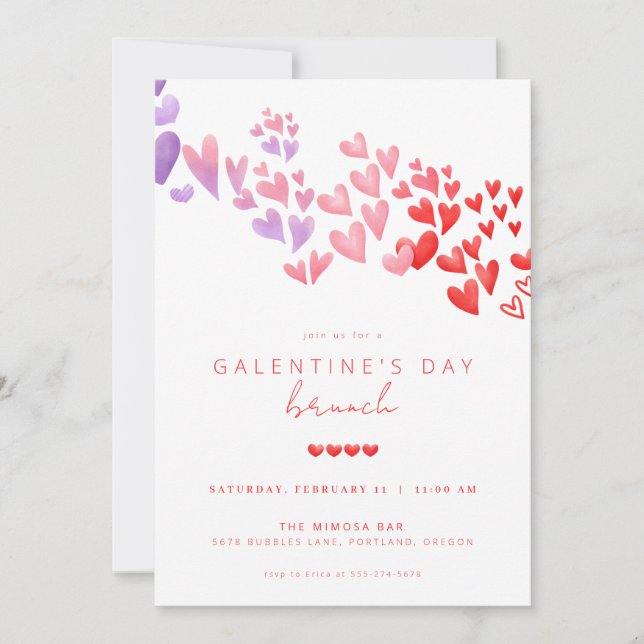 Fête de la Saint-Galentin Brunch Invitation Filles (Devant)