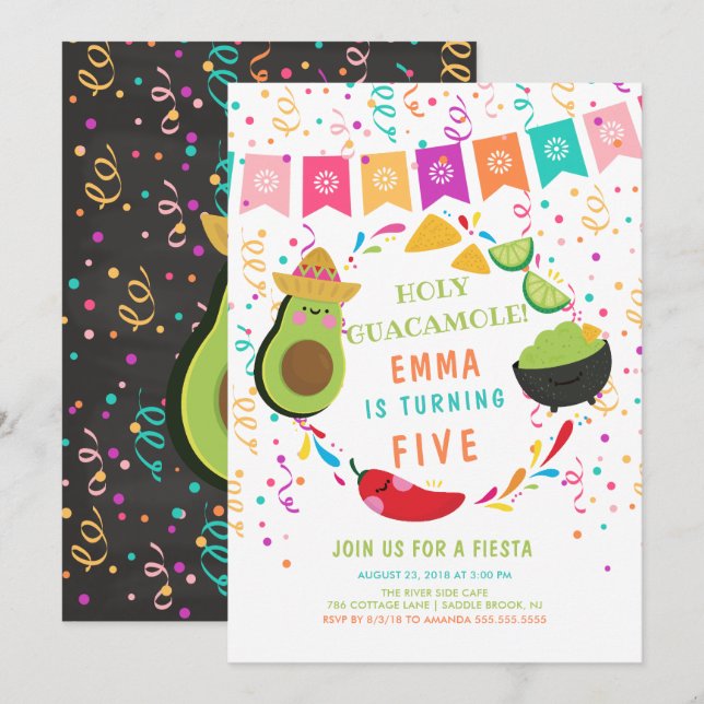 Fête de la Sainte Guacamole Invitation d'anniversa (Devant / Derrière)