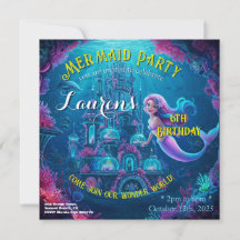 Fête de la sirène - Invitation d'anniversaire