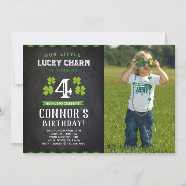 Fête de la St Patrick Invitation avec photo (Devant)