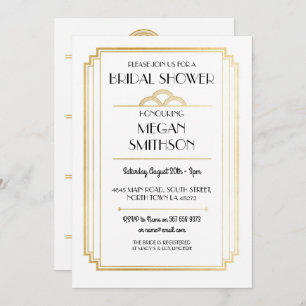 Fête de l'mariée Art déco Gatsby Gold Invitation 1