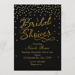 FÊTE DE L'MARIÉE Black Gold Foil Invitation Confet