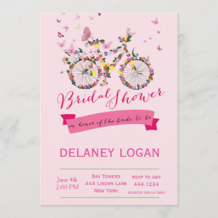 Fête de l'mariée Floral Invitation à bicyclette