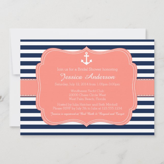 Fête de l'mariée nautique ou invitation au Baby sh (Devant)