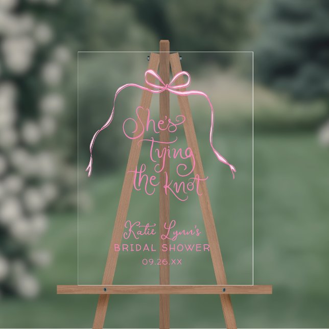 Fête de mariage avec un simple nœud rose (Shown on an 18" x 24" sign)