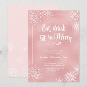 Fête de Noël à flocon rose vif Invitation