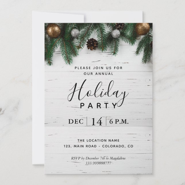 Fête de Noël annuelle Invitation rustique (Devant)