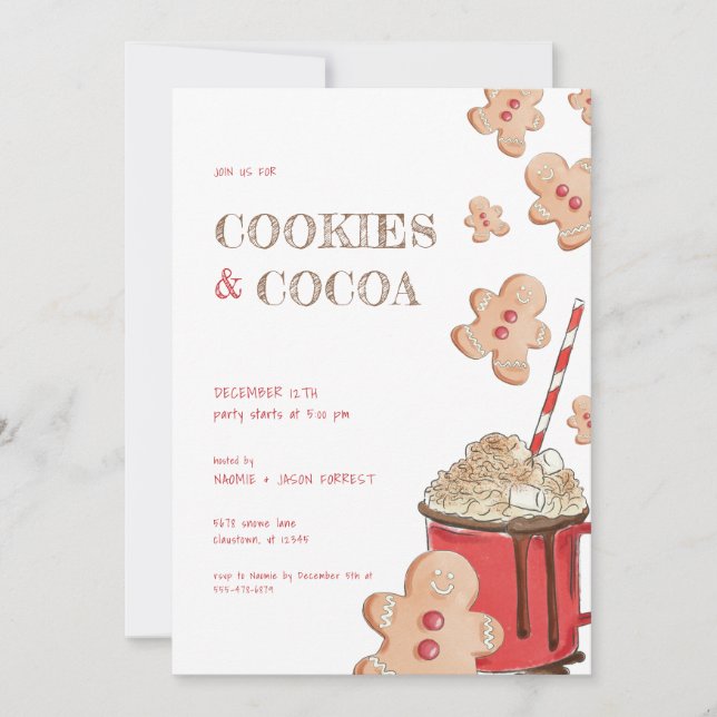 Fête de Noël Cookies et Invitation de cacao (Devant)