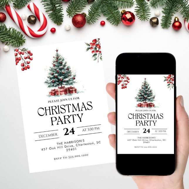 Fête de Noël de l'arbre moderne Invitation (Créateur téléchargé)