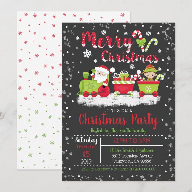 Fête de Noël de Père Noël Invitation (Devant / Derrière)