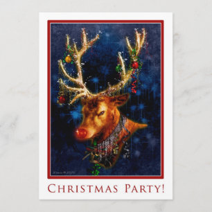 Fête de Noël de Reindeer Temp Invitation personnal