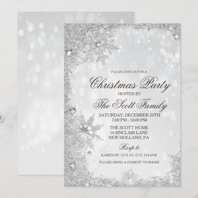Fête de Noël d'hiver Invitation (Devant / Derrière)