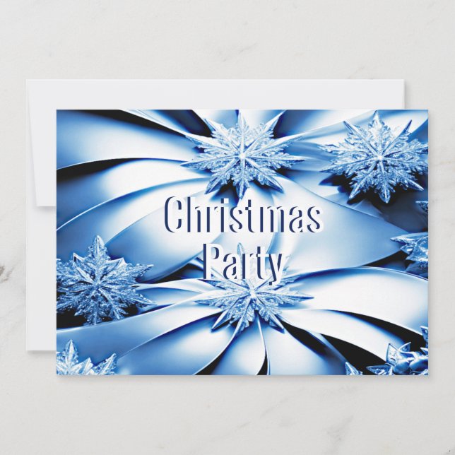 Fête de Noël Floral Bleu Invitation (Devant)