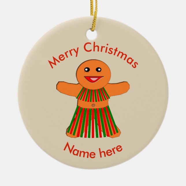 Fête de Noël Gingerbread Femme Ornement personnali (Devant)