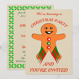 Fête de Noël Gingerbread Homme Invitations personn