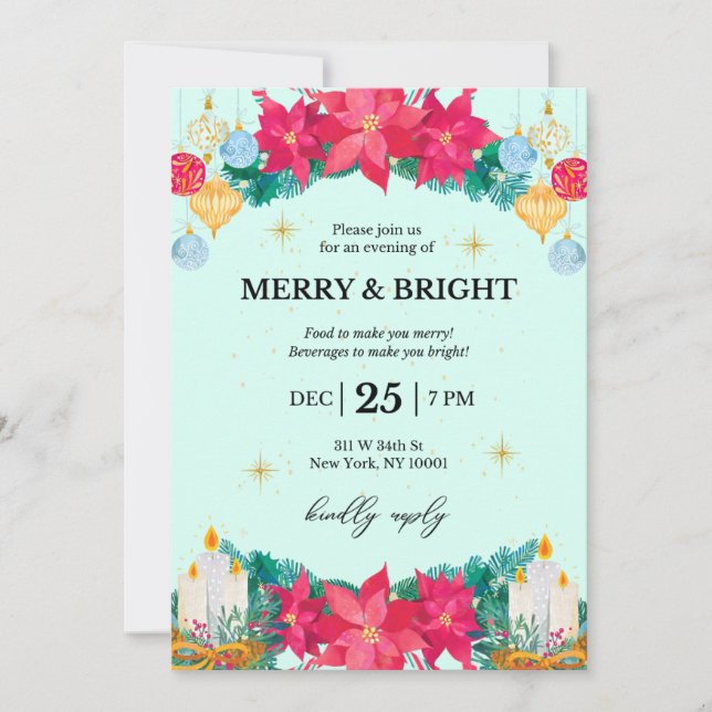Fête de Noël Invitation Festive (Devant)