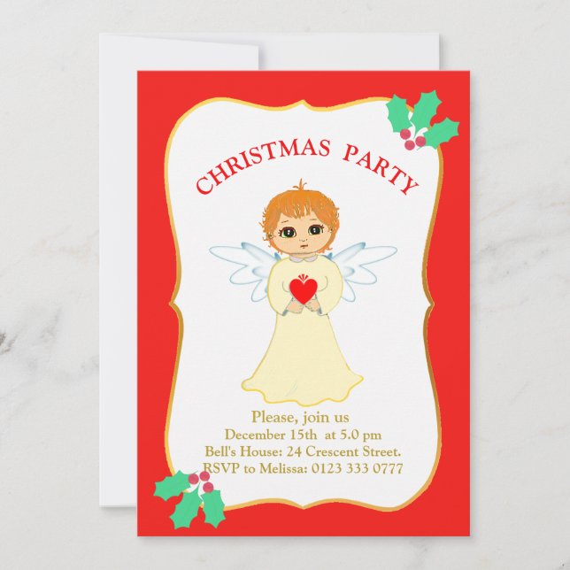 Fête de Noël Invitation Little Angel (Devant)