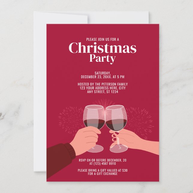 Fête de Noël | Invitation Lunettes de Vin (Devant)