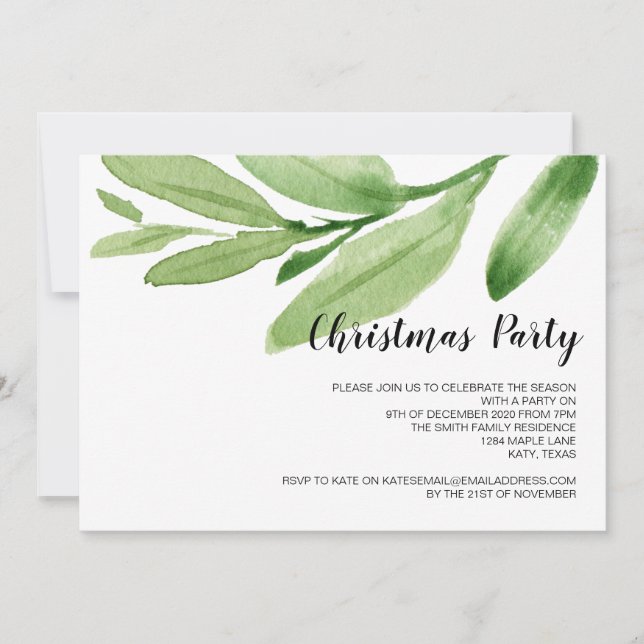 Fête de Noël Invitations d'eucalyptus modernes (Devant)