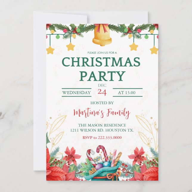 Fête de Noël Invitations Fête de Noël (Devant)