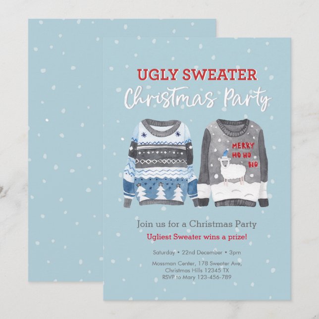 Fête de Noël moche Sweat Invitation (Devant / Derrière)