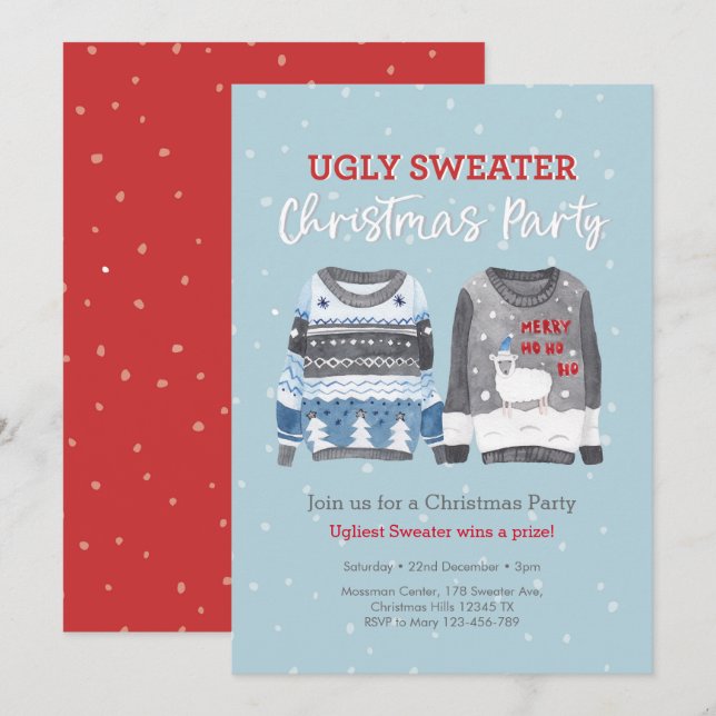 Fête de Noël moche Sweat Invitation (Devant / Derrière)