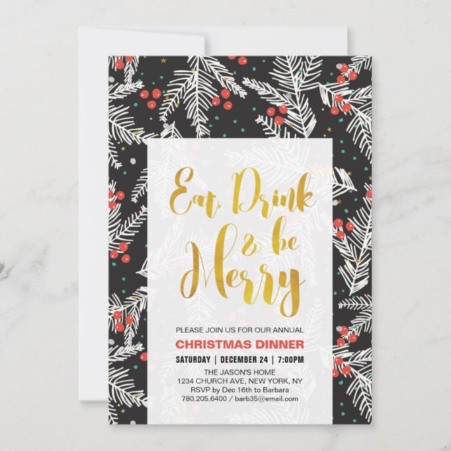 Fête de Noël moderne, Fêtes Invitations (Devant)