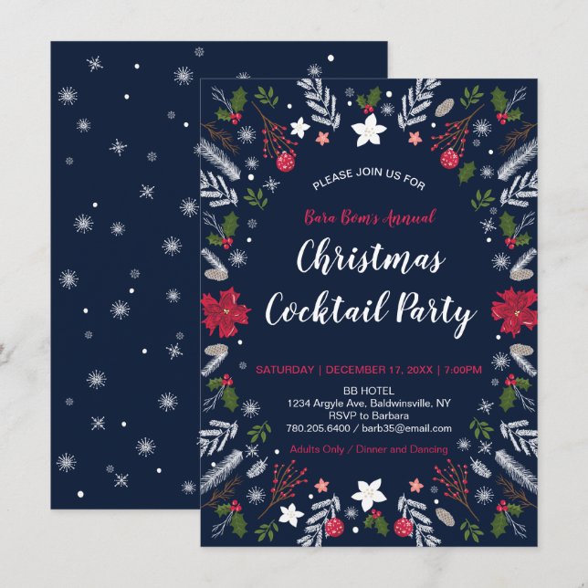 Fête de Noël moderne, Fêtes Invitations (Devant / Derrière)