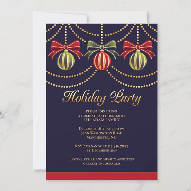 Fête de Noël Ornements Invitation (Devant)