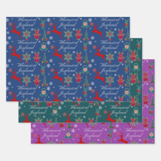 Fête de Noël Papier à envelopper PlatSheetSet de 3