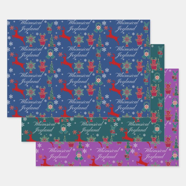 Fête de Noël Papier à envelopper PlatSheetSet de 3 (Lot)