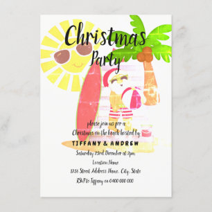 Fête de Noël Rétro d'Été Invitation Père Noël