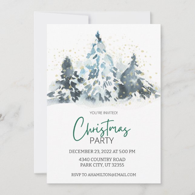 Fête de Noël Rustique Invitation Forêt de cerfs (Devant)