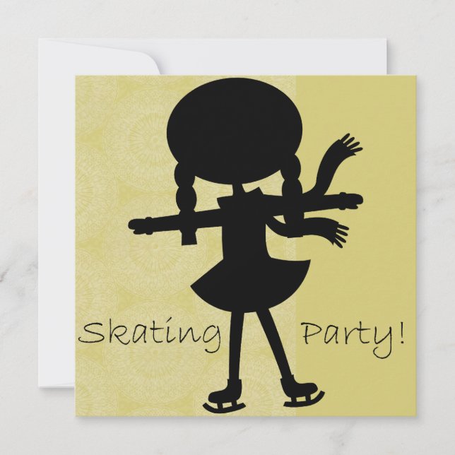 Fête de patinage de filles Invitation d'anniversai (Devant)
