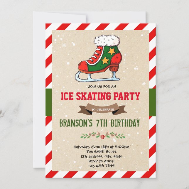 Fête de patinage de Noël Invitation (Devant)