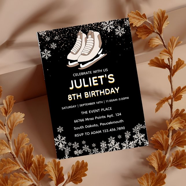 fête de patinage sur glace invitations à 8 ans (Créateur téléchargé)