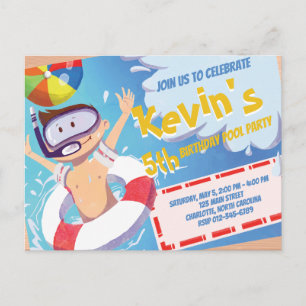 Fête de piscine d'été Invitation d'anniversaire