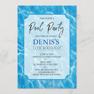 Fête de Piscine Moderne Invitation d'anniversair