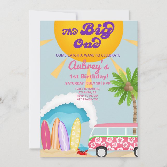 Fête de plage de filles, invitation d'été à la pla (Devant)