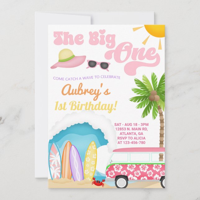 Fête de plage de filles, invitation d'été à la pla (Devant)