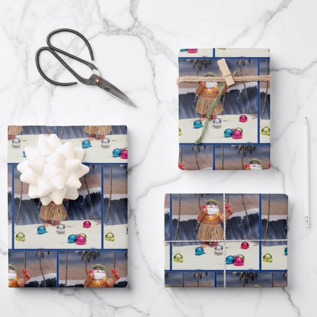 Fête de plage Santa Claus - Papier d'enveloppement (Recto)