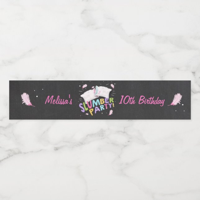 Fête de sciage Bouteille d'eau étiquette Sleepover (Étiquettes simples)