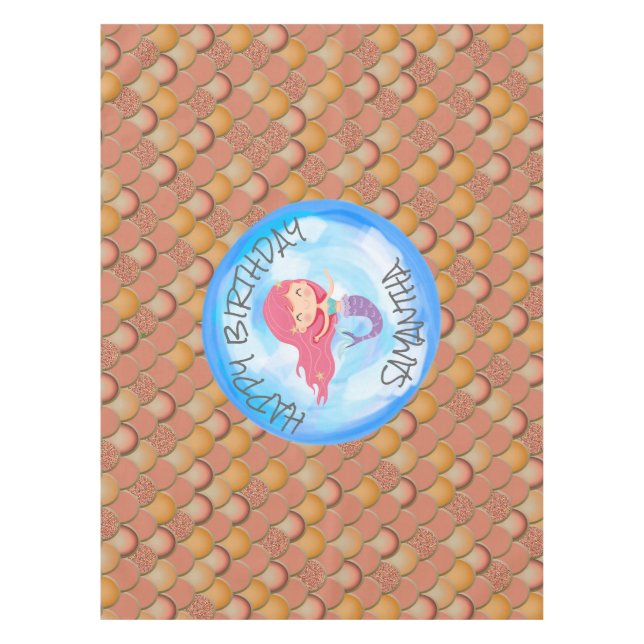 Fête de sirène Brown Orange Scales nappe (Devant)