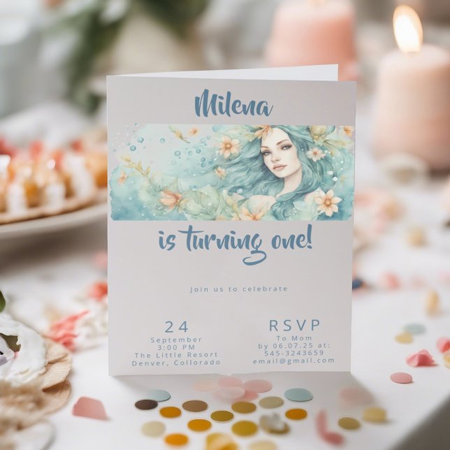 Fête de sirène invitation première filles (Créateur téléchargé)