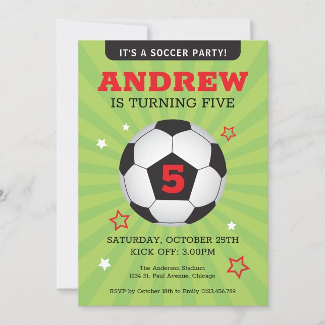 Fête de soccer Anniversaire Invitation (Devant)