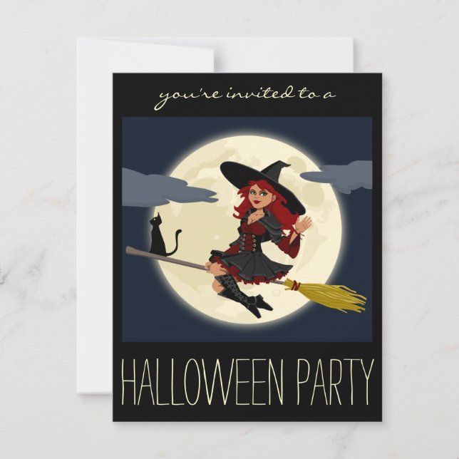 Fête de sorcière Halloween Invitations d'adultes (Devant)