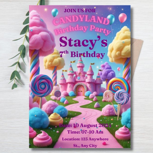 Fête de sucré modifiable Anniversaire Invitation C (Créateur téléchargé)